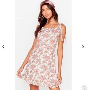 Nasty gal tie strap floral mini summer dress - Size 2